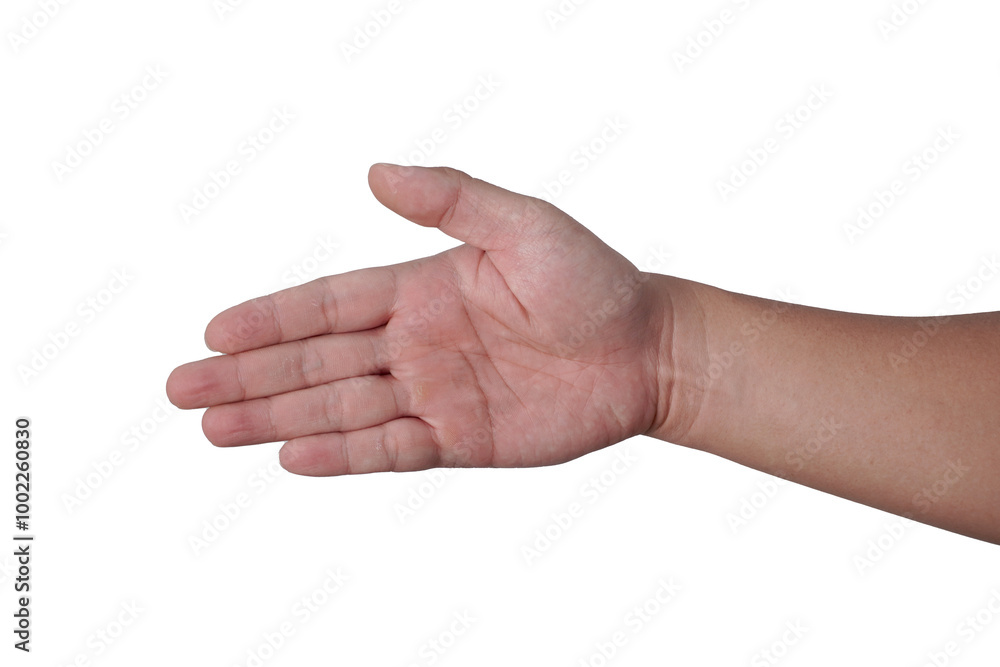 Male person offering hand shake, cut out isolated Male person offering hand shake, cut out isolated
