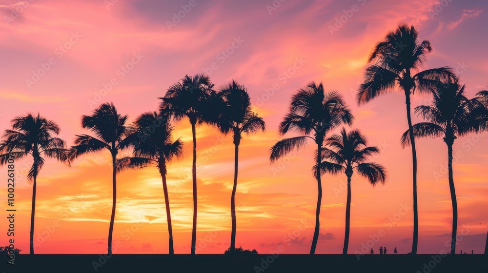 Silhouette of Palm Trees at Tropical Sunset Silhouette of Palm Trees at Tropical Sunset