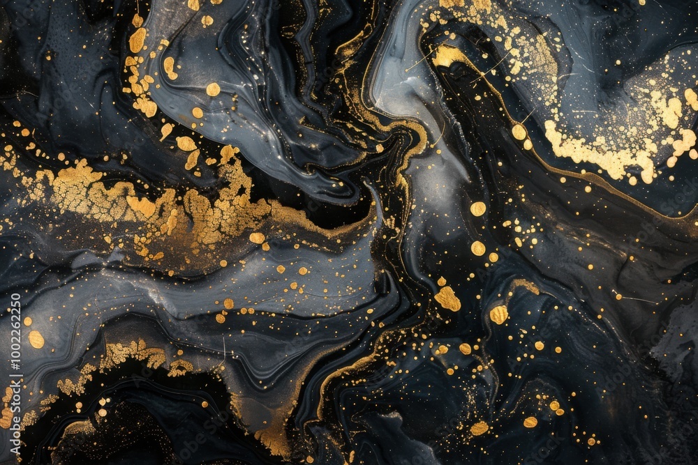 Fototapeta premium Luxurious Black and Gold Marble Texture with Flowing Abstract Patterns in Modern Design 