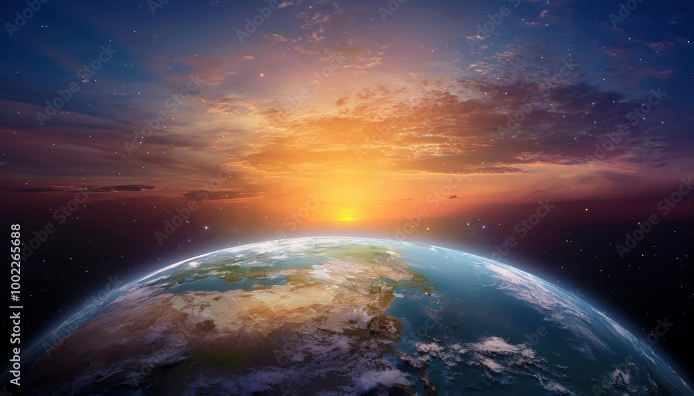 Fototapeta premium Planet Earth with a spectacular sunset