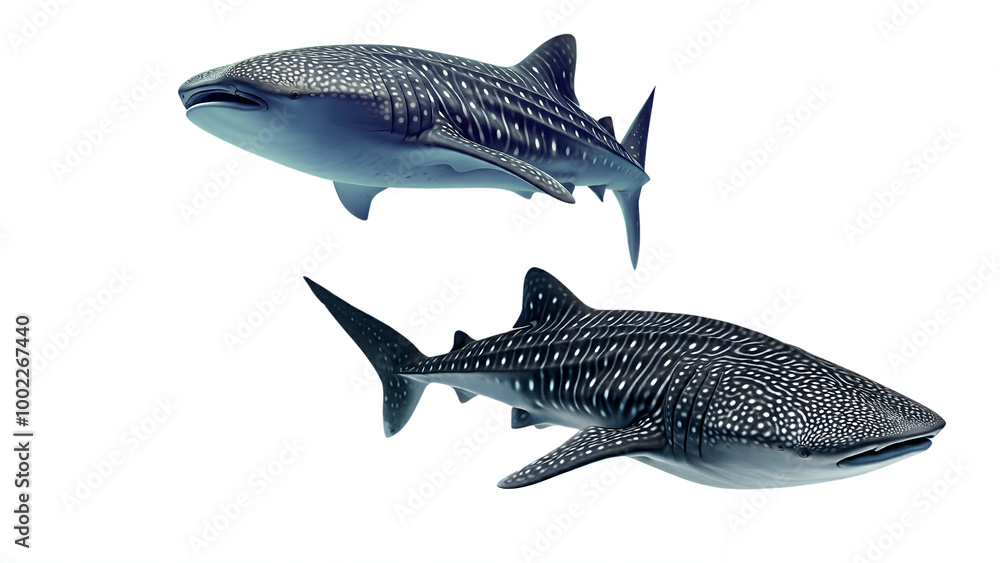 Naklejka premium Two Illustrated Whale Sharks in Artistic Style