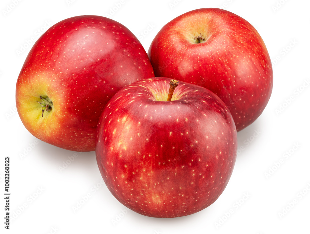Three ripe red apples on white background. File contains clipping path. Three ripe red apples on white background. File contains clipping path.