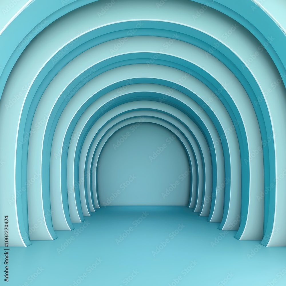 Obraz premium Modern Arched Interior in Soft Blue Tones