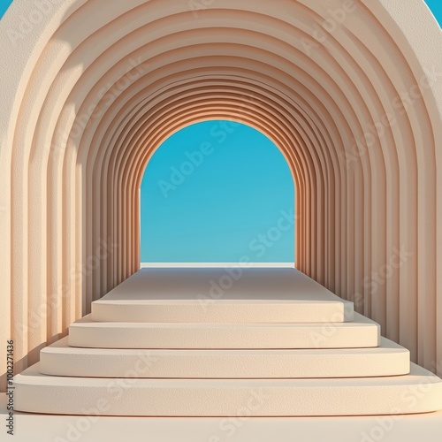 Elegant Archway with Blue Sky Background