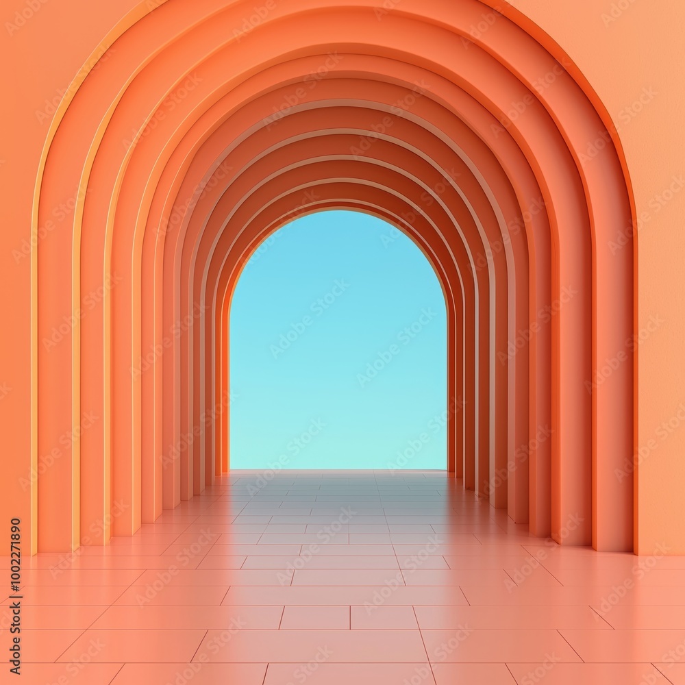 Fototapeta premium Vibrant Archway with Sky Blue Background