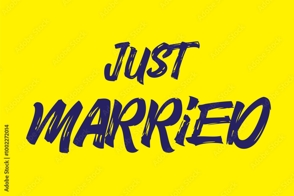 Just Married Lettering calligraphy brush pen. Vector illustration. Typography Print
