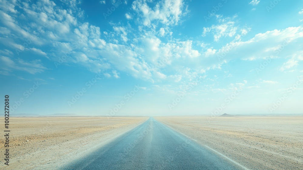 Fototapeta premium Stretching Road Under Vast Sky with Clouds