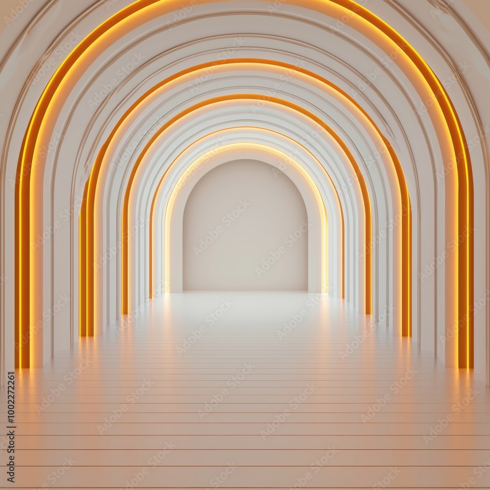 Obraz premium Modern Archway with Warm Lighting in Empty Space