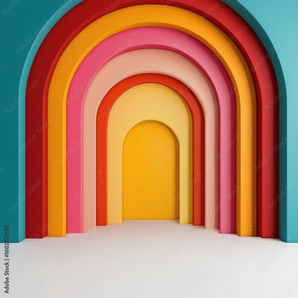 Fototapeta premium Colorful Arches in Vibrant Interior Space