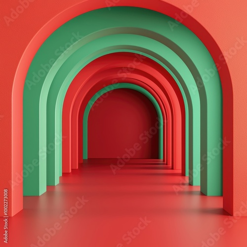 Colorful Archway with Green and Red Design