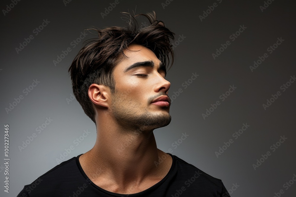 Relaxed man enjoying pleasant scents stress free concept. Relaxed man enjoying pleasant scents stress free concept.