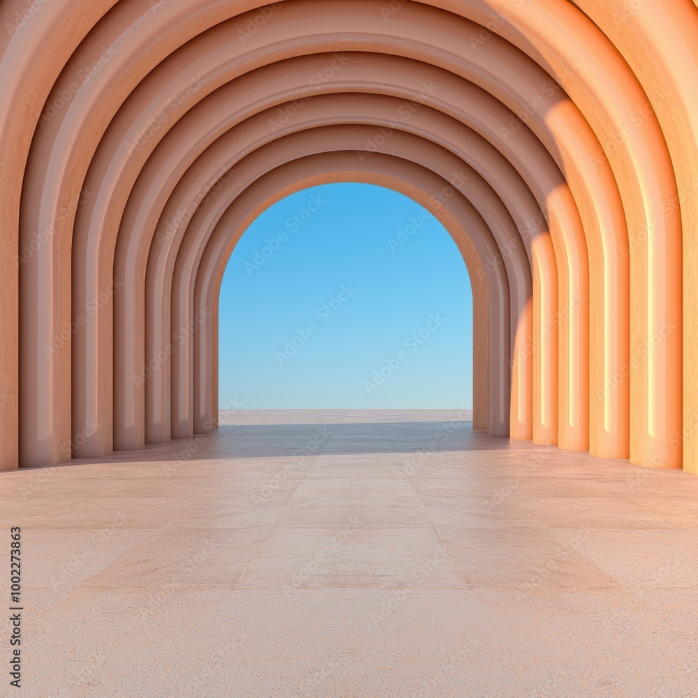 Abstract Arches in Soft Peach and Blue Sky Abstract Arches in Soft Peach and Blue Sky