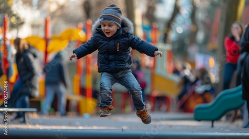 Fototapeta Naklejka Na Ścianę i Meble -  Children playing in the streets and parks