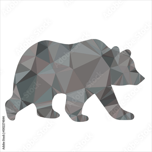 Vector of Bear Silhouette with low poly illustration in white background