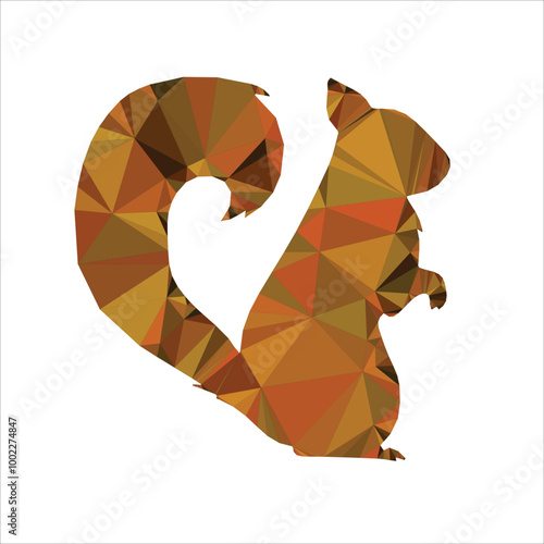 Vector of Squirrel Silhouette with low poly illustration in white background