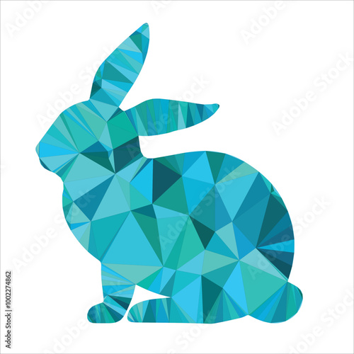 Vector of Rabbit Silhouette with low poly illustration in white background