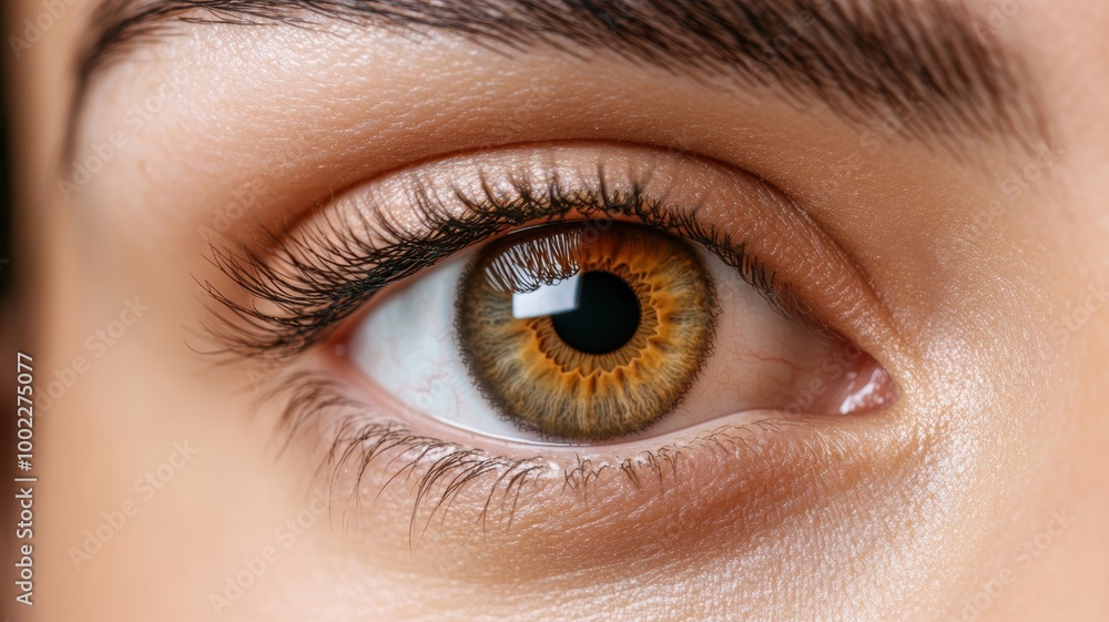 A captivating eye, showcasing beautiful hazel color and intricate details of the eyelashes and iris. A captivating eye, showcasing beautiful hazel color and intricate details of the eyelashes and iris.