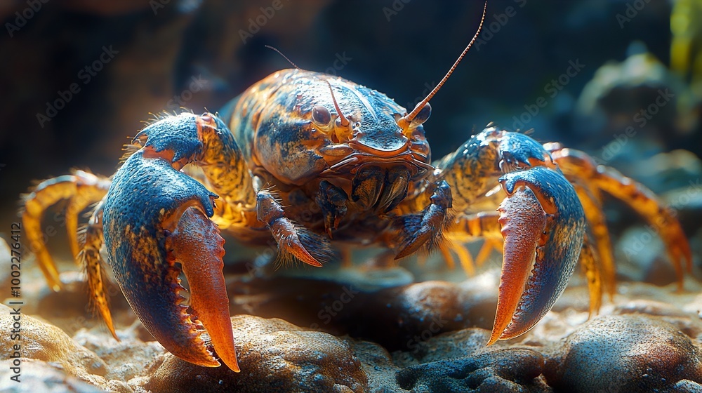 Close-Up of a Striking Lobster in its Natural Habitat Close-Up of a Striking Lobster in its Natural Habitat