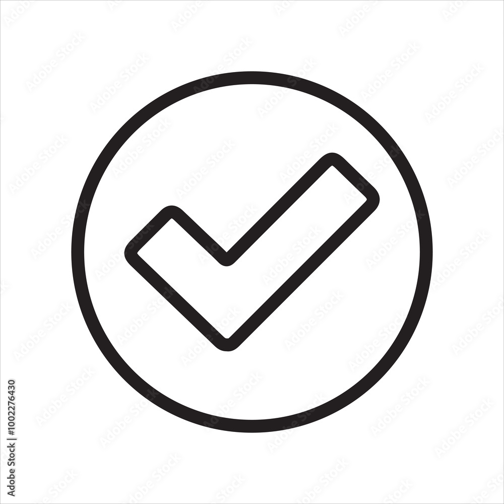 Check mark outline line web icon vector art on white background Check mark outline line web icon vector art on white background