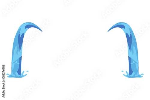 Cartoon tear drops icon. Sorrow cry streams, tear blob. Crying fluid, falling blue water drops. Isolated vector for sorrowful character weeping expression. Wet grief droplets