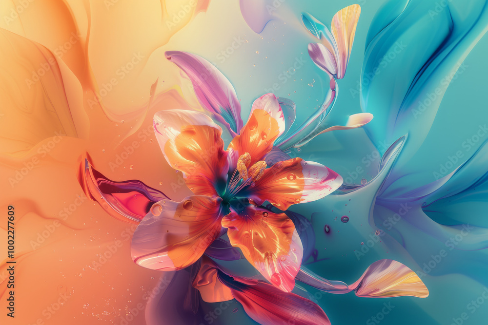 Obraz premium Colorful abstract floral design with dynamic flow