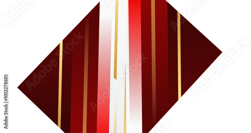 Modern abstract design featuring dynamic red, white, and gold diagonal lines