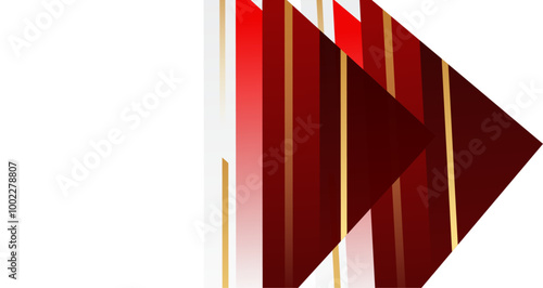 Modern abstract design featuring dynamic red, white, and gold diagonal lines
