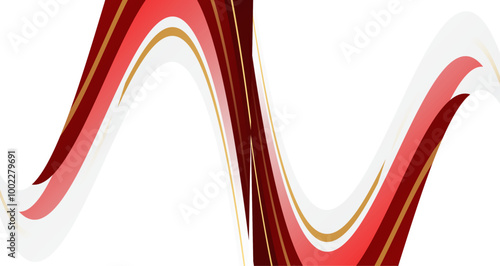 Modern abstract design featuring dynamic red, white, and gold diagonal lines