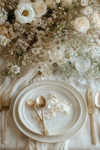 Elegant dining table adorned with floral arrangements for a special occasion ...
