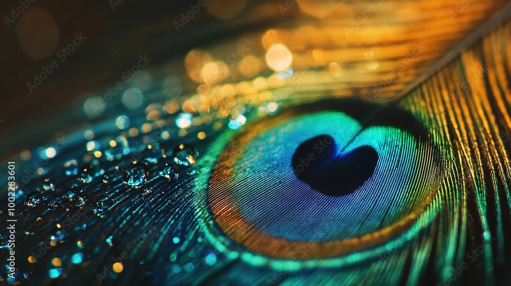 Naklejka premium A close-up view of a peacock's feathers