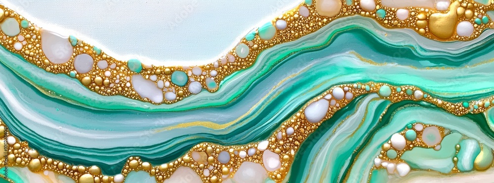 This is an abstract swirling painting of turquoises, blues, greens, and yellows. This is an abstract swirling painting of turquoises, blues, greens, and yellows.