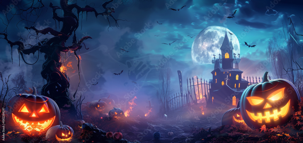  Happy Halloween sale banners or party invitation background