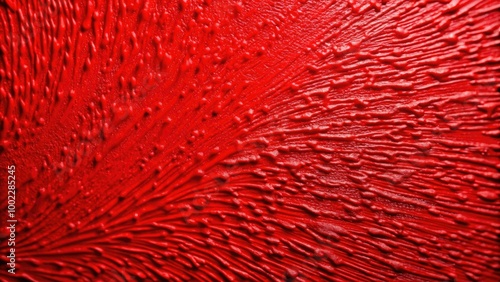 Vivid red textured surface with intricate patterns.