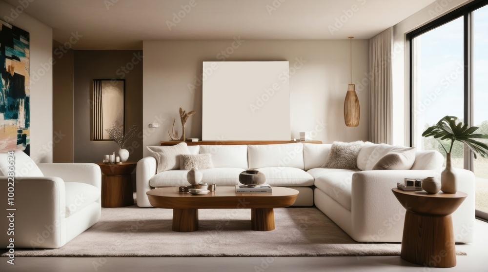 Modern living room design. Elegant home decor. frame mockup Modern living room design. Elegant home decor. frame mockup