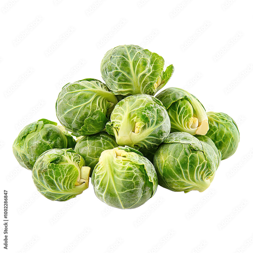 Brussels sprouts, side view, on isolated transparent background Brussels sprouts, side view, on isolated transparent background