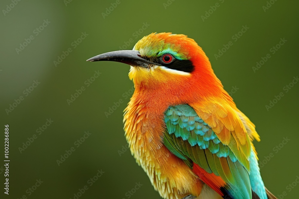 Obraz premium set of colored birds in different poses birds of paradise bee eaters iridescent colors
