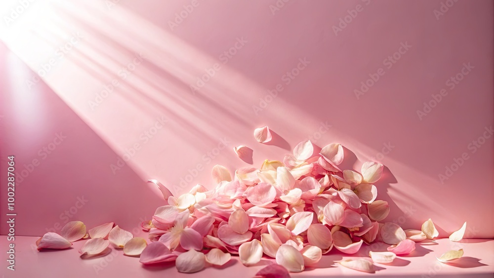 Pink petals cascading under soft sunlight. Pink petals cascading under soft sunlight.