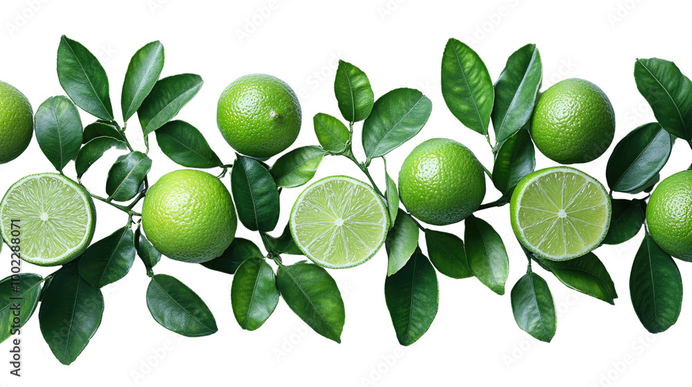 Fresh lime with leaf isolated on white background Fresh lime with leaf isolated on white background