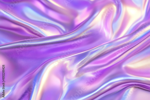 A smooth, flowing fabric in shades of purple and iridescent hues.