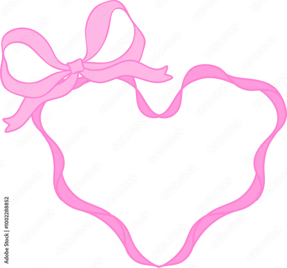 Coquette Pink bow ribbon heart frame Coquette Pink bow ribbon heart frame