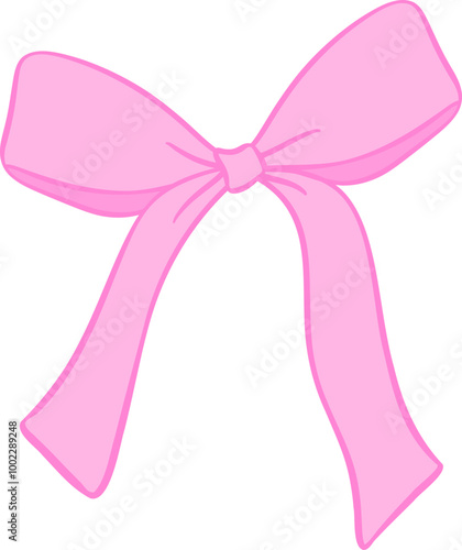Coquette Pink bow ribbon doodle
