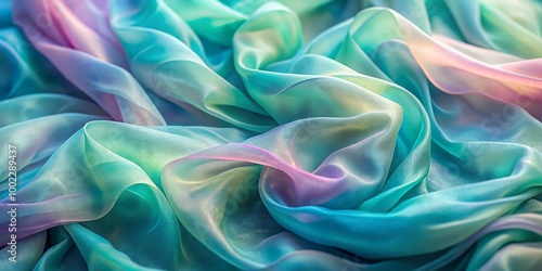 Abstract Draped Fabric in Turquoise, Lavender, and Peach Hues