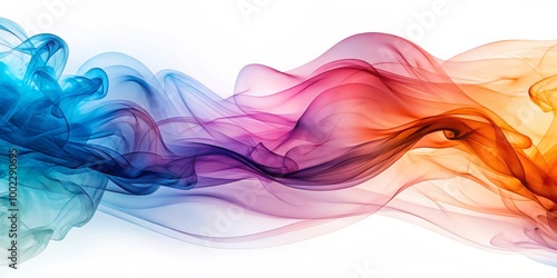 Abstract Swirling Colors A Flowing Digital Artwork in Blue, Purple, Red, and Orange Hues on a White Background