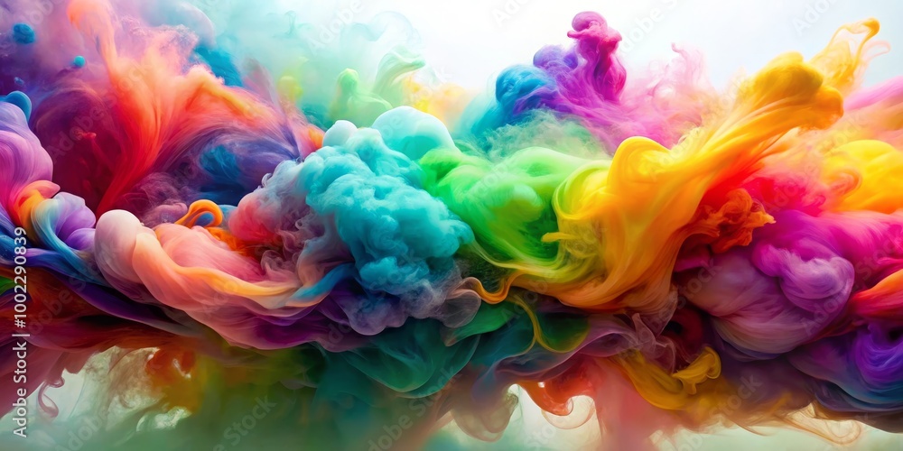 Fototapeta premium Abstract Swirling Rainbow Ink in Water - A Symphony of Colors