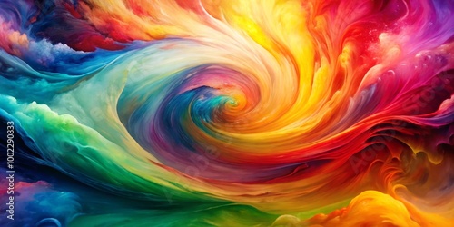 Abstract Swirling Rainbow Digital Painting of a Vibrant Vortex of Color