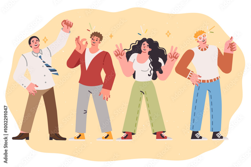 Φωτογραφία Body language of positive people showing affirmative gestures to show support an
