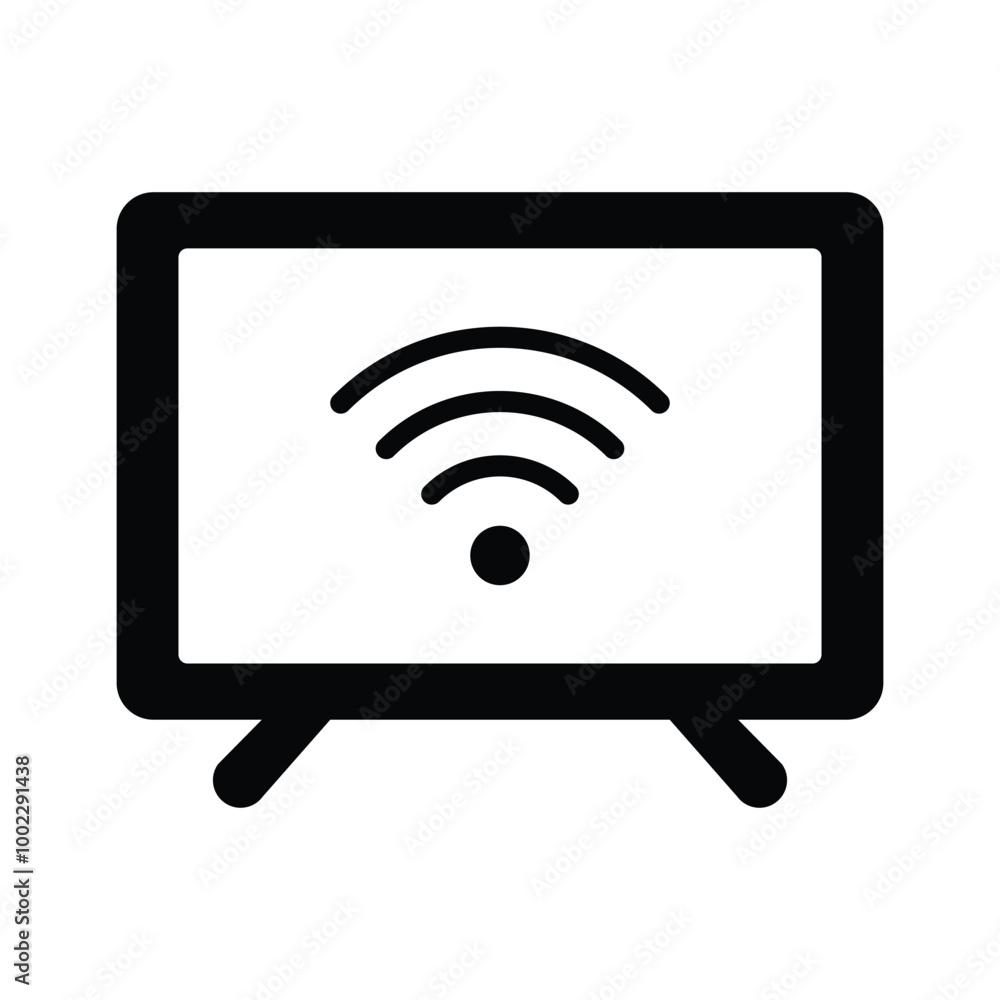 A television screen with a Wi-Fi symbol, representing wireless streaming A television screen with a Wi-Fi symbol, representing wireless streaming