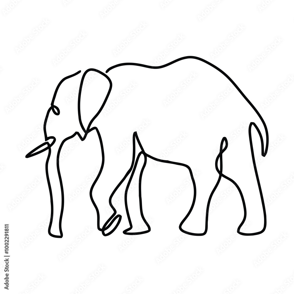 Fototapeta premium Monoline Wild Animal Hand Drawn Illustration Elements Vector