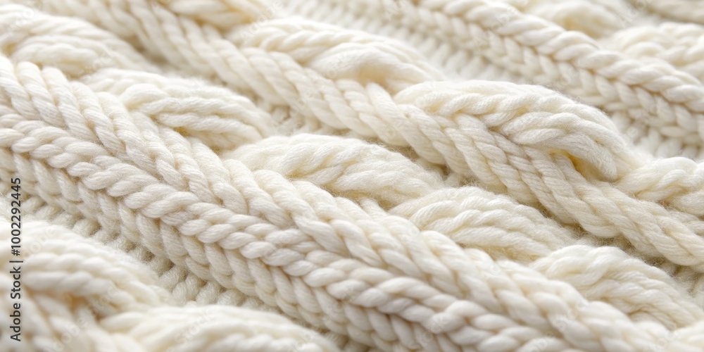 Cabled Knit Texture A Close-Up of Creamy White Yarn Cabled Knit Texture A Close-Up of Creamy White Yarn