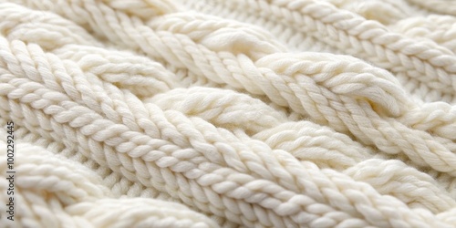 Cabled Knit Texture A Close-Up of Creamy White Yarn